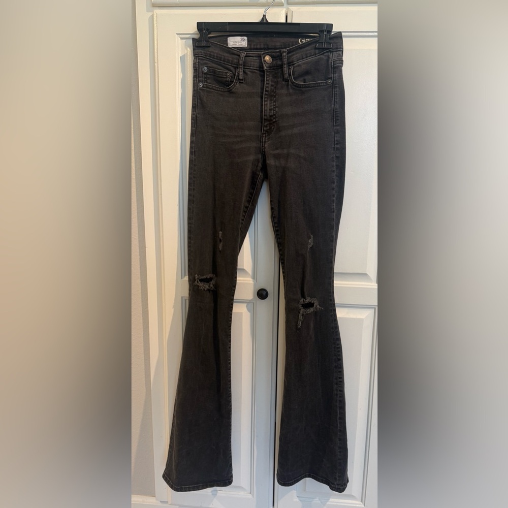 GAP Black Distressed skinny Flare Jeans
